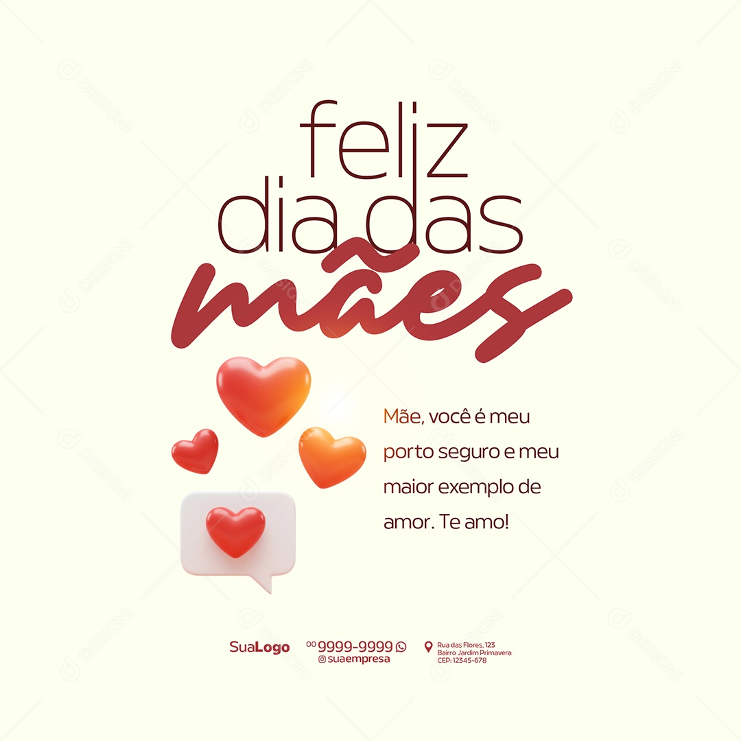 Feliz Dia Das Mães Você é Meu Porto Seguro Social Media PSD Editável
