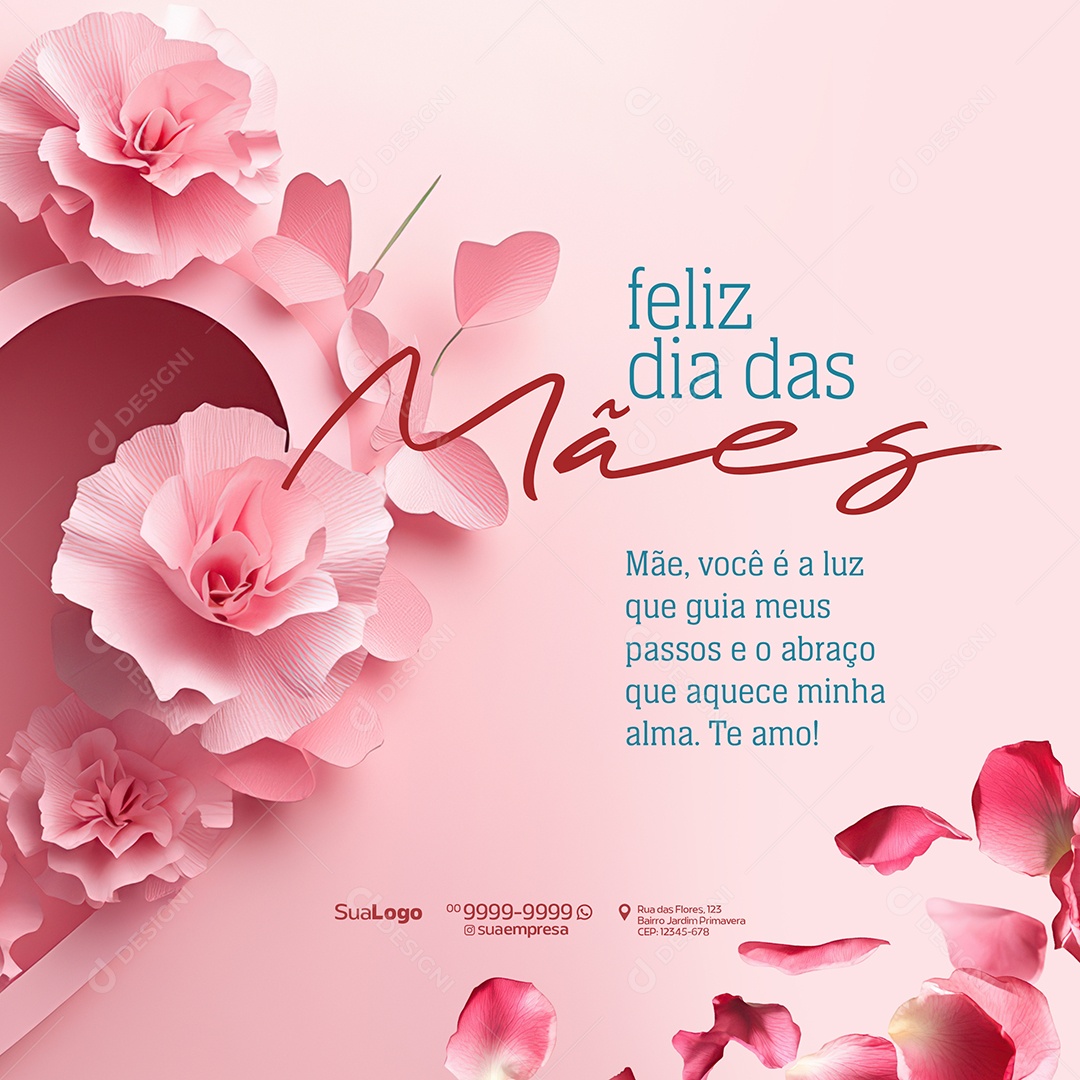 Feliz Dia Das Mães Mãe Você é a Luz Que Me Guia Social Media PSD Editável