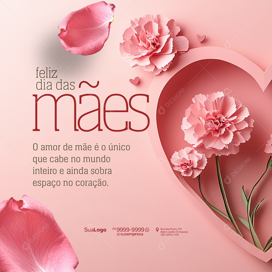Feliz Dia Das Mães O Amor de Mãe é Unico Social Media PSD Editável