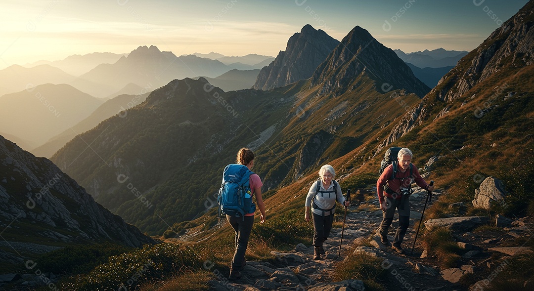 Montanhistas fazendo escalada