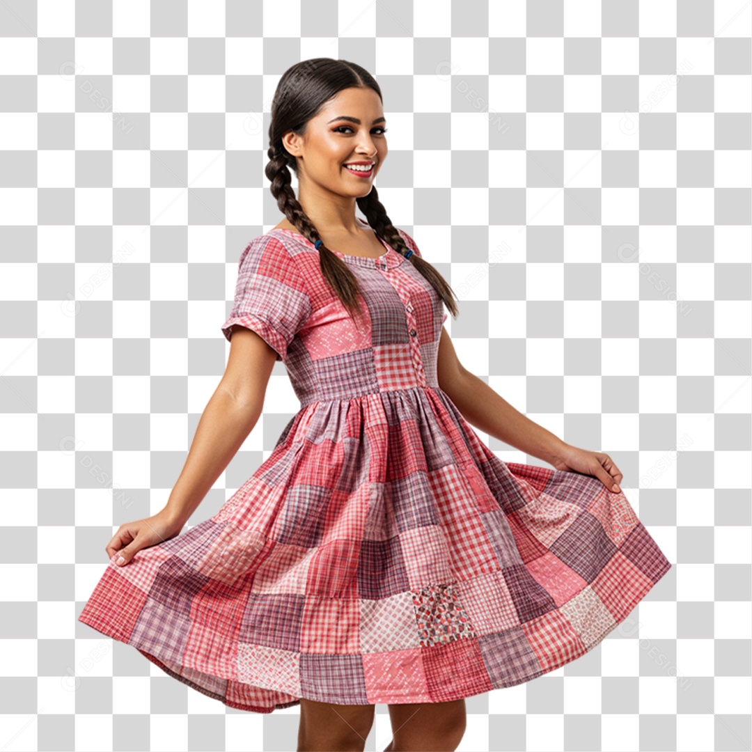 Mulher com Roupa de Festa Junina PNG Transparente