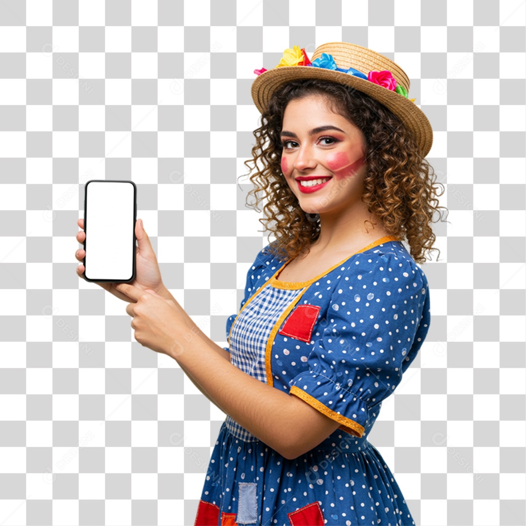 Mulher com Roupa de Festa Junina PNG Transparente