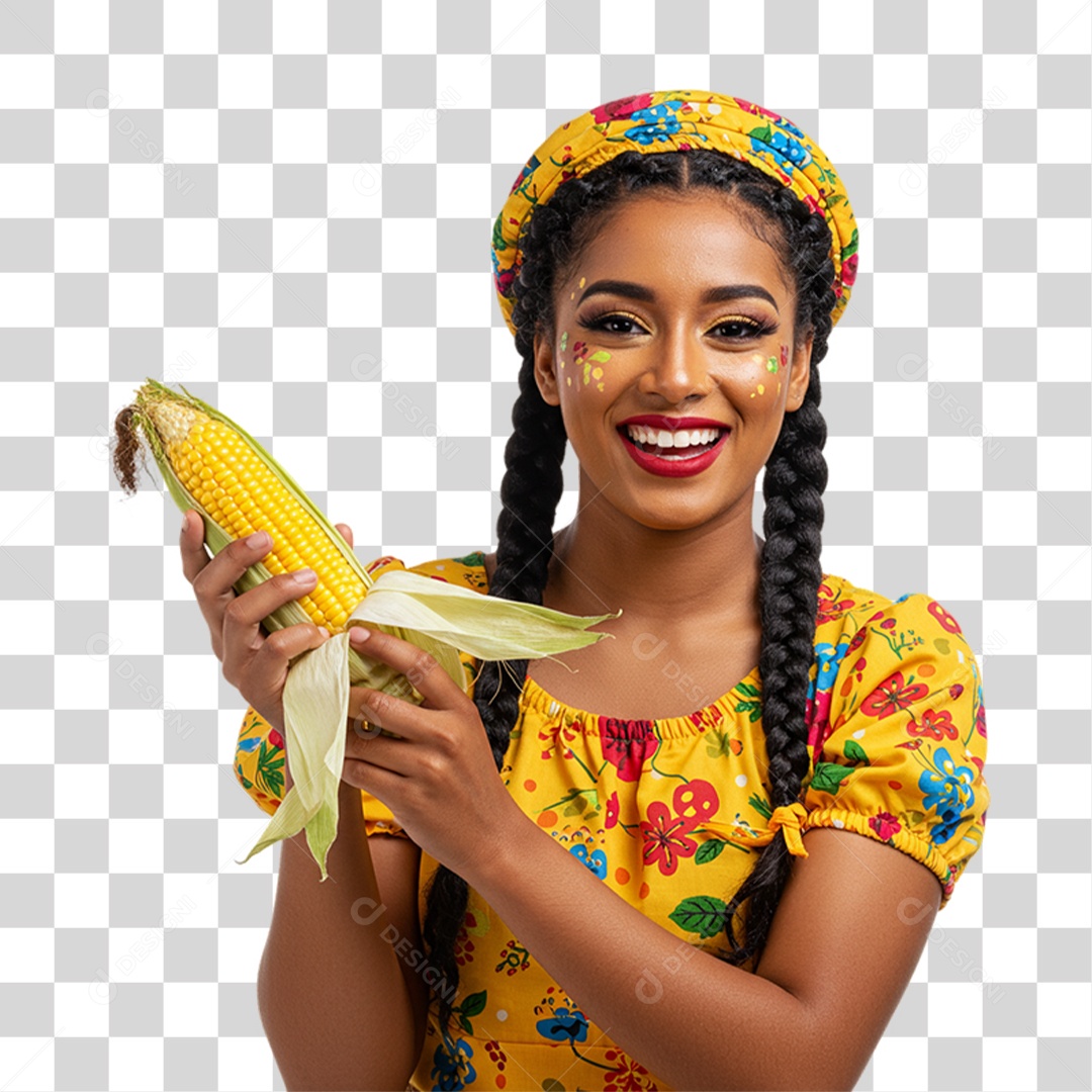 Mulher com Roupa de Festa Junina PNG Transparente