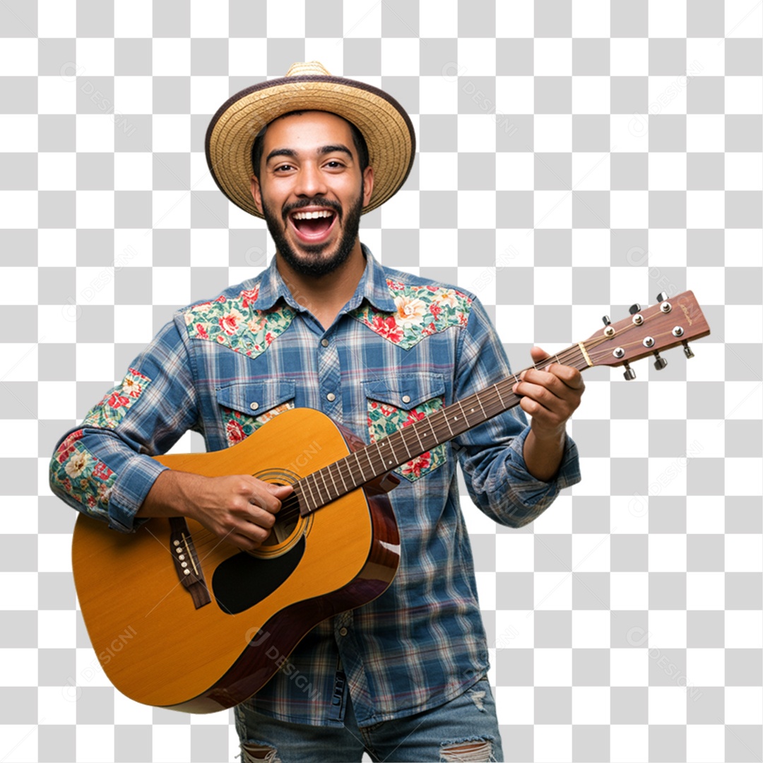 Homem com Roupa de Festa Junina PNG Transparente