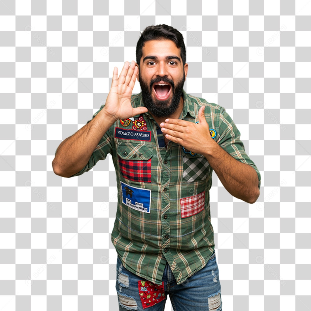 Homem com Roupa de Festa Junina PNG Transparente