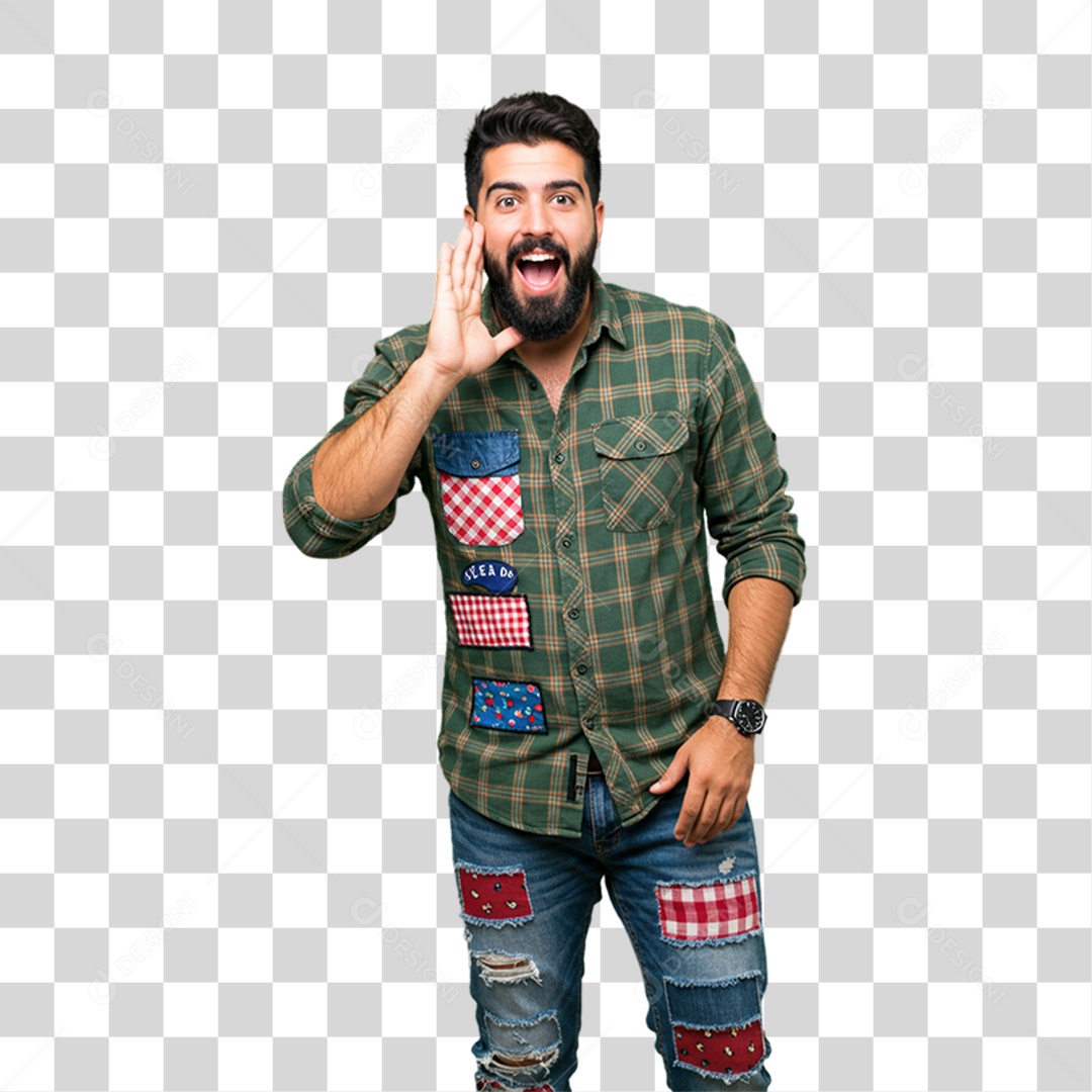Homem com Roupa de Festa Junina PNG Transparente