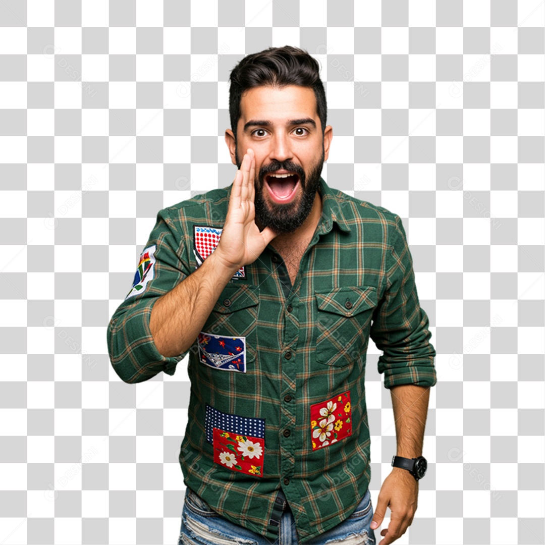 Homem com Roupa de Festa Junina PNG Transparente