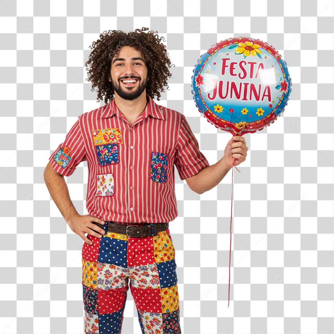 Homem com Roupa de Festa Junina PNG Transparente