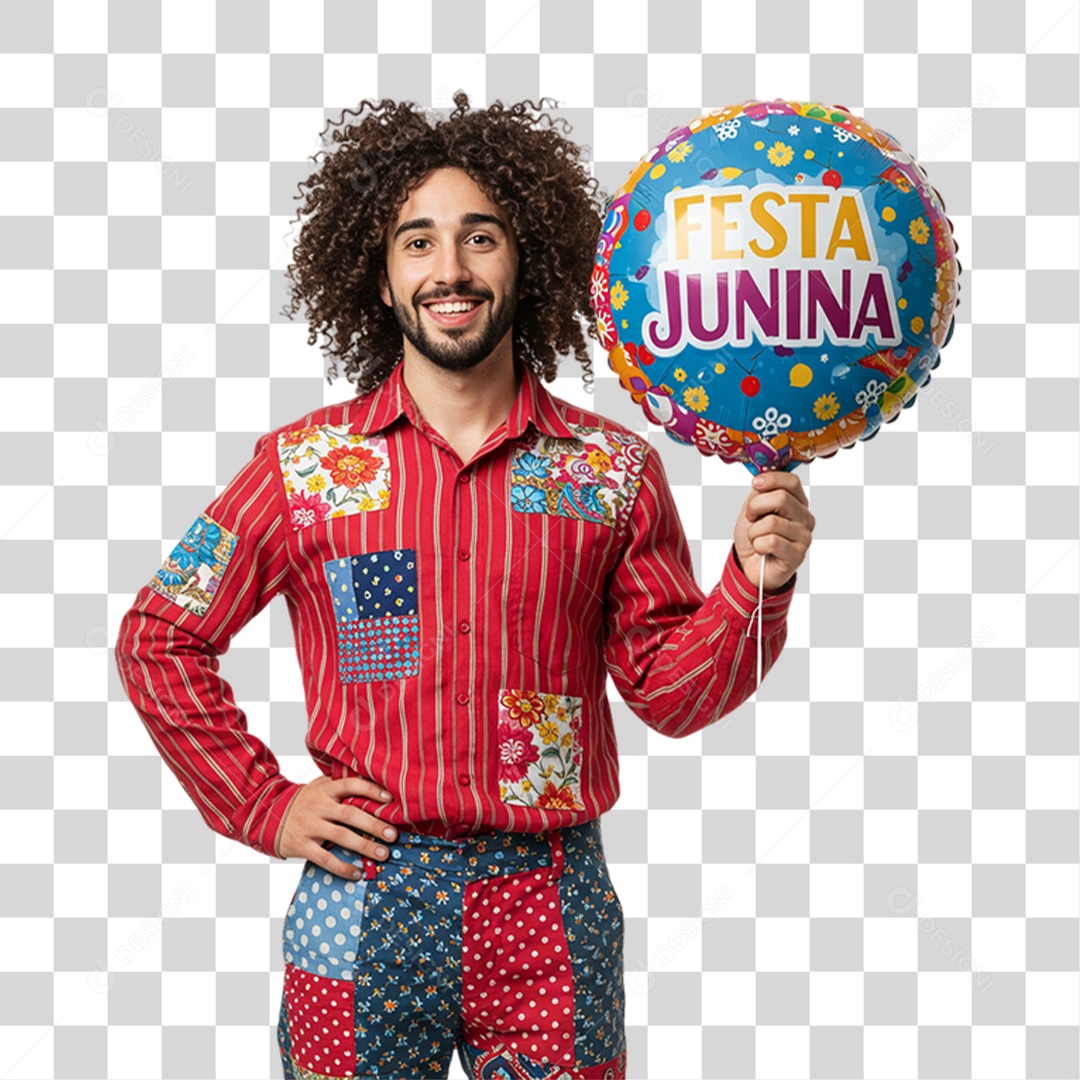 Homem com Roupa de Festa Junina PNG Transparente