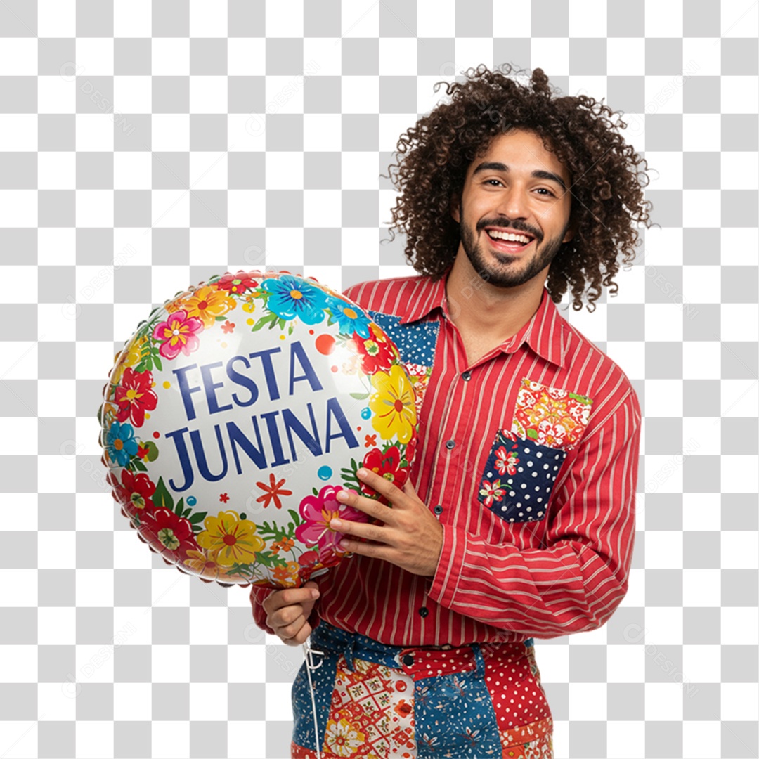 Homem com Roupa de Festa Junina PNG Transparente