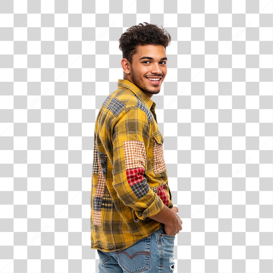 Homem com Roupa de Festa Junina PNG Transparente