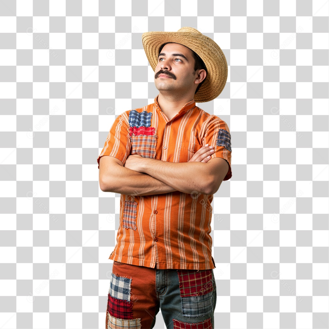 Homem com Roupa de Festa Junina PNG Transparente