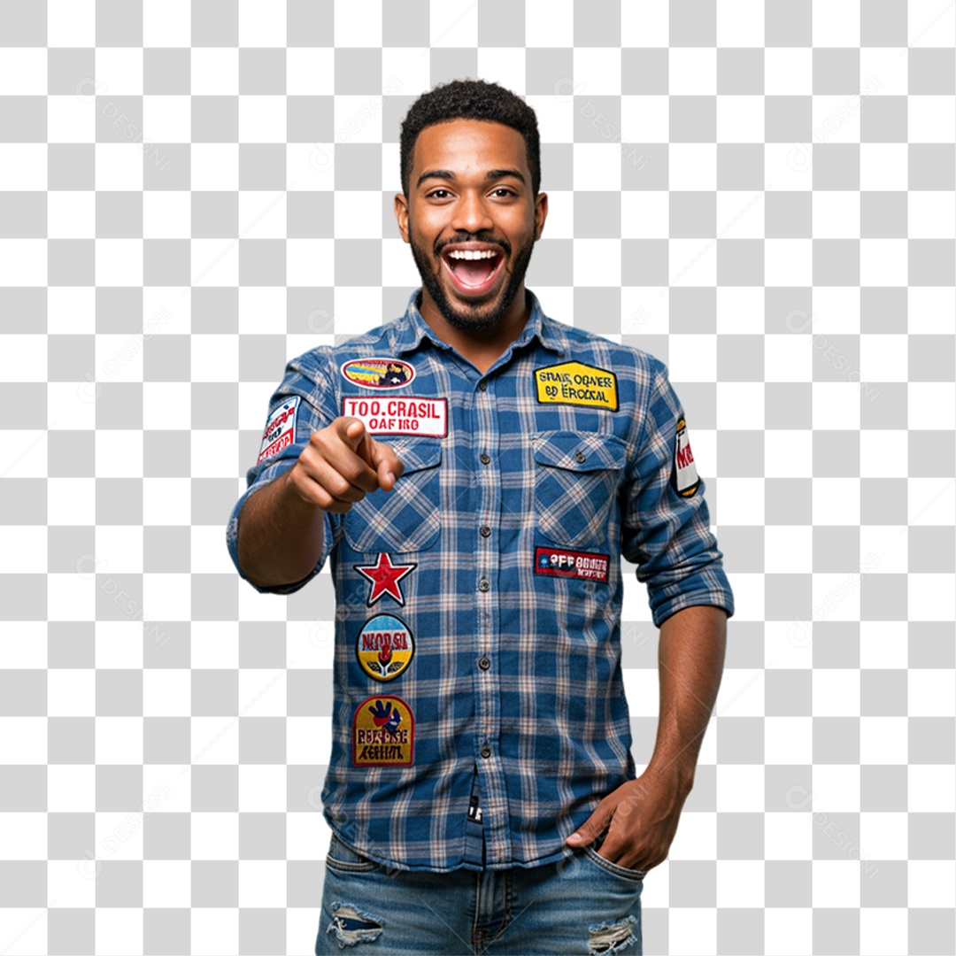 Homem com Roupa de Festa Junina PNG Transparente