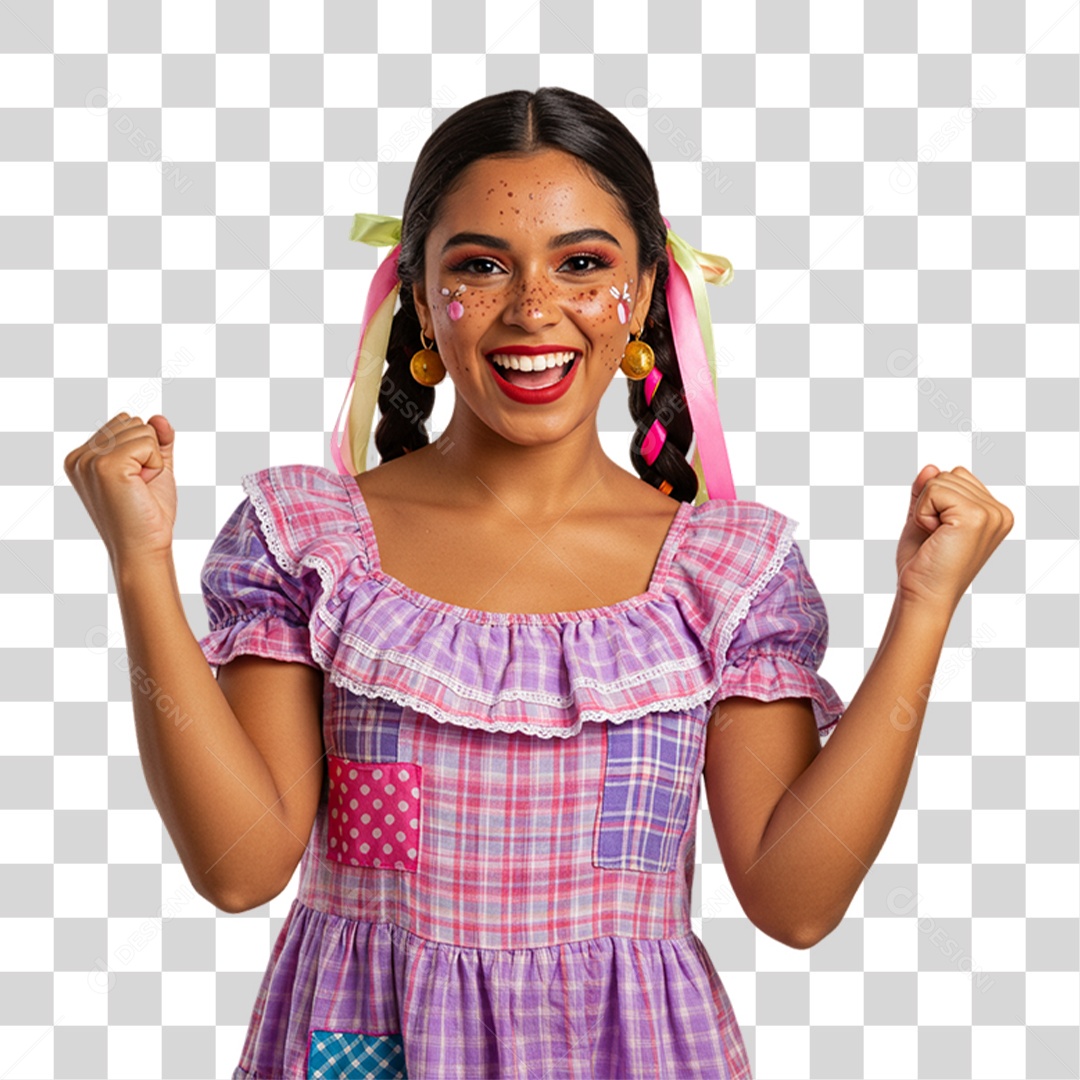 Mulher com Roupa de Festa Junina PNG Transparente
