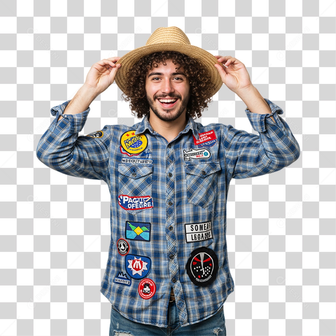 Homem com Roupa de Festa Junina PNG Transparente