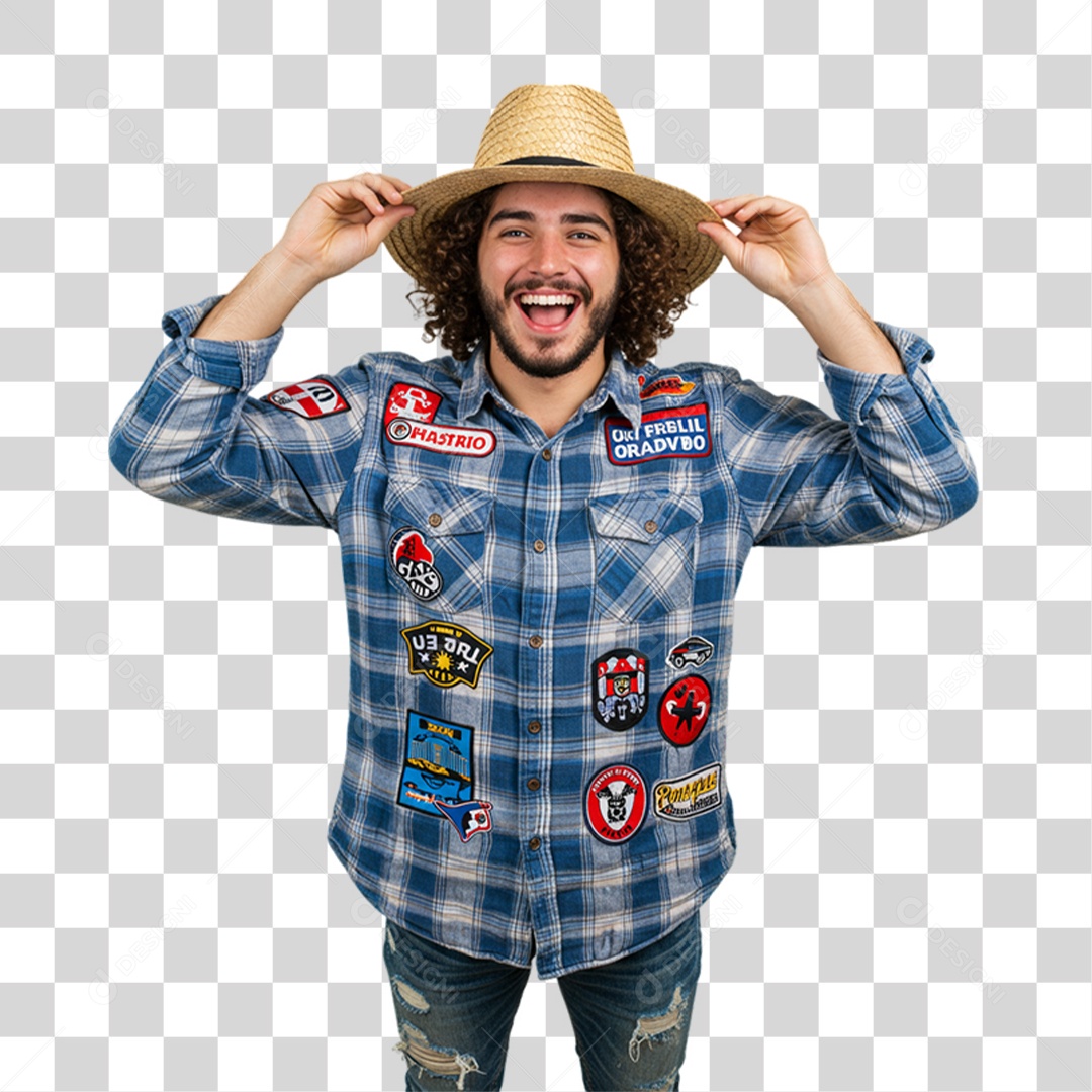 Homem com Roupa de Festa Junina PNG Transparente