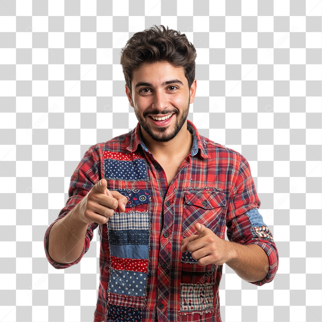Homem com Roupa de Festa Junina PNG Transparente