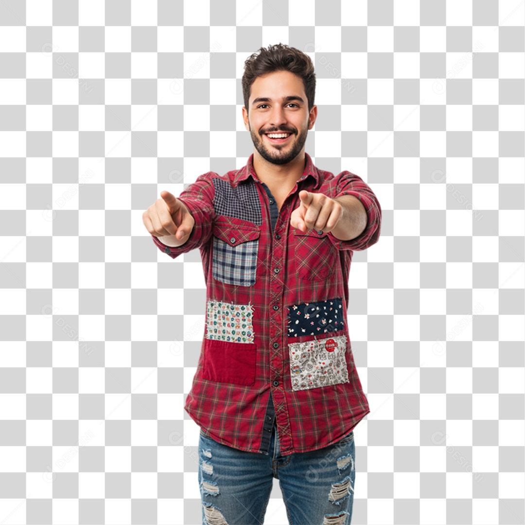 Homem com Roupa de Festa Junina PNG Transparente