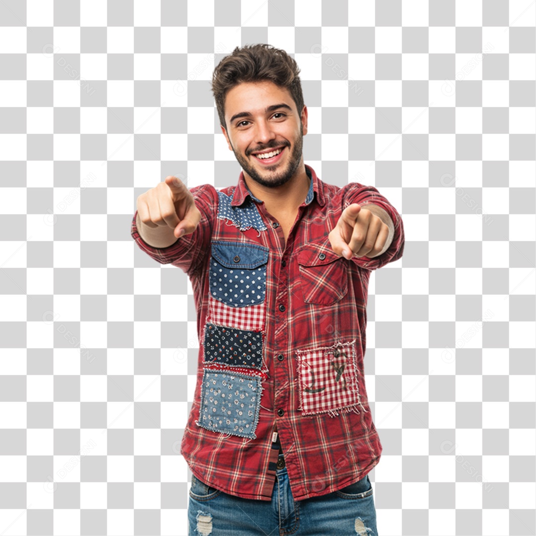Homem com Roupa de Festa Junina PNG Transparente
