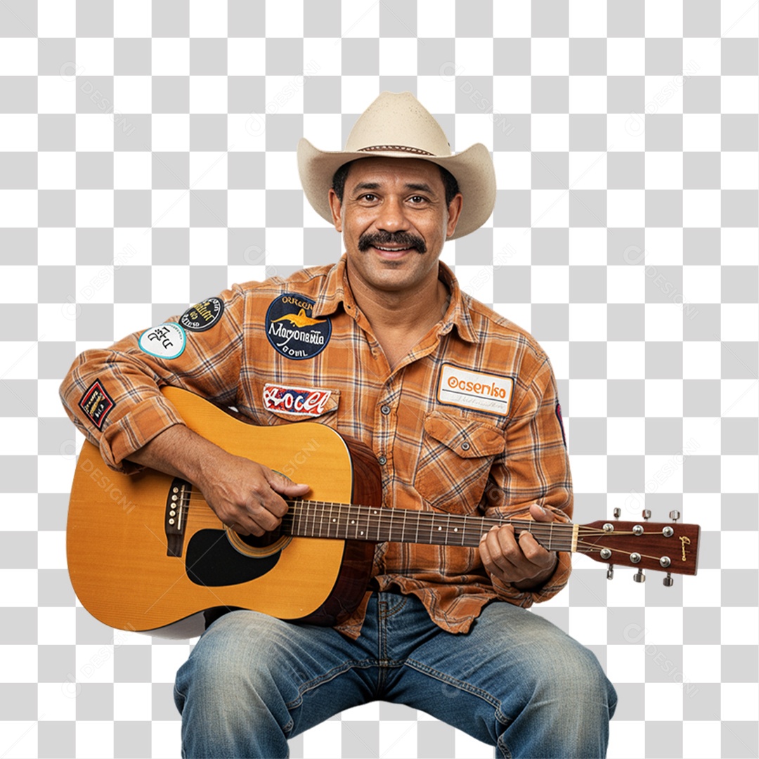 Homem com Roupa de Festa Junina PNG Transparente