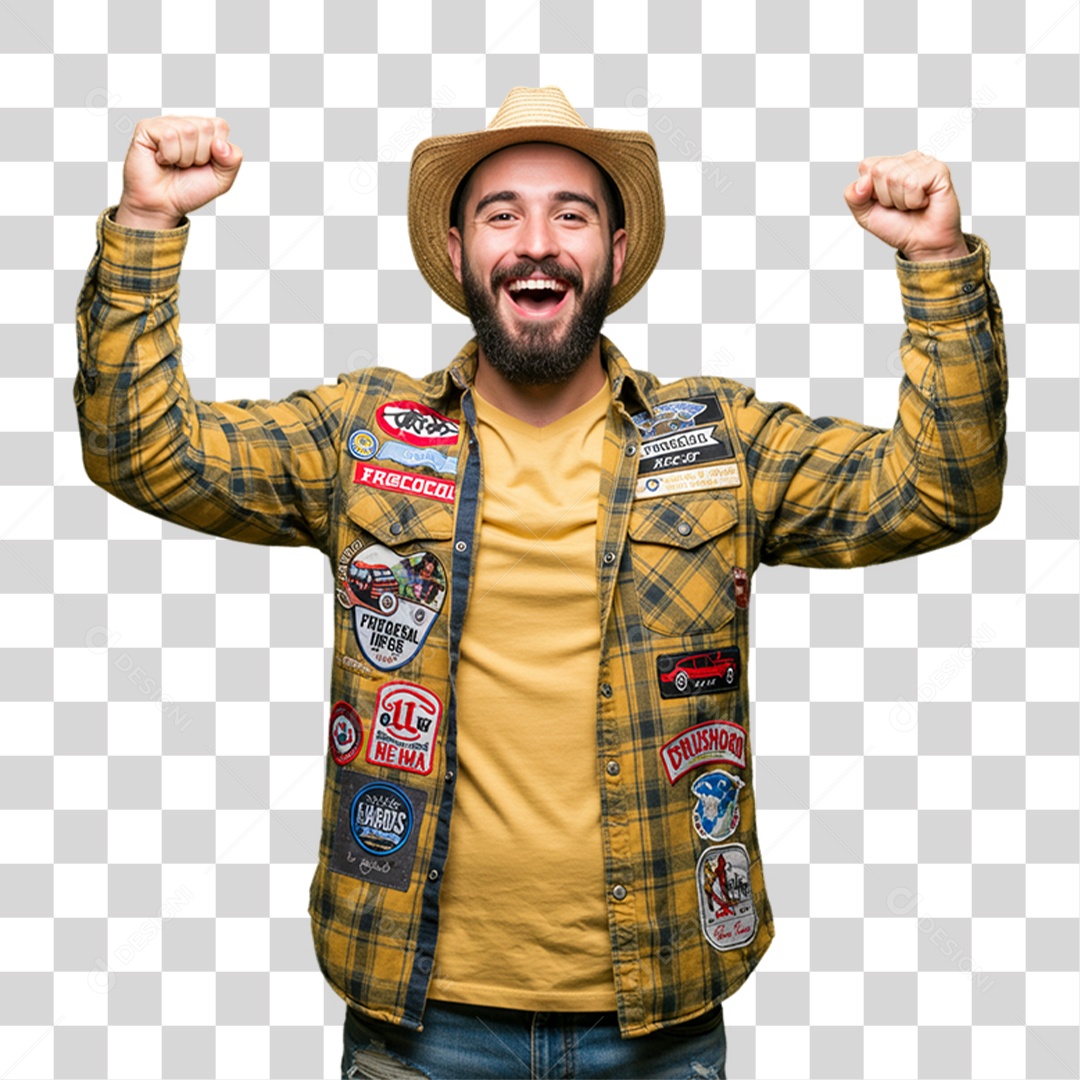 Homem com Roupa de Festa Junina PNG Transparente