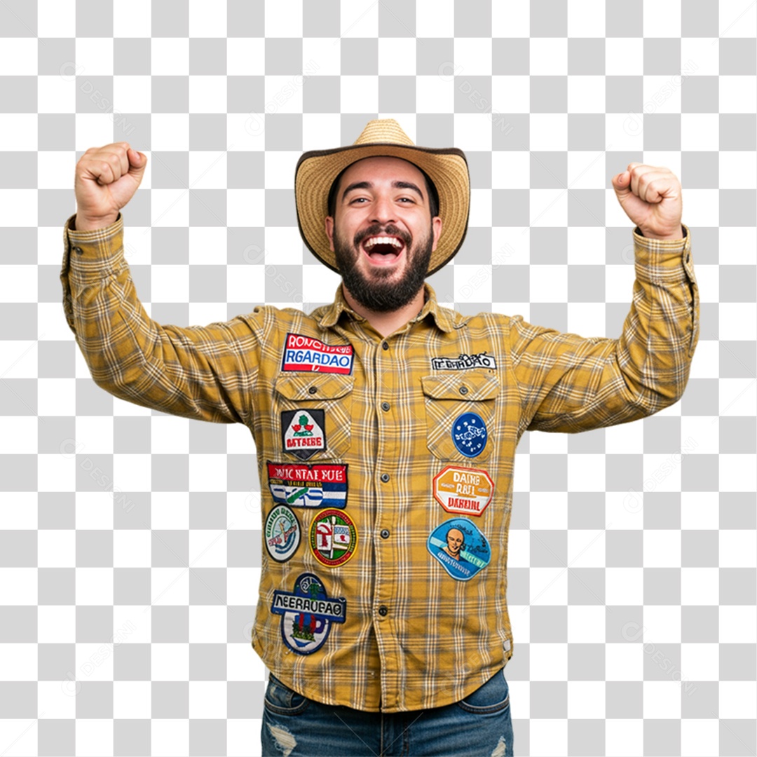 Homem com Roupa de Festa Junina PNG Transparente