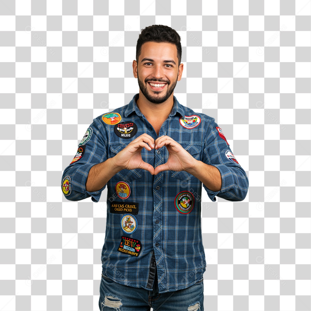 Homem com Roupa de Festa Junina PNG Transparente