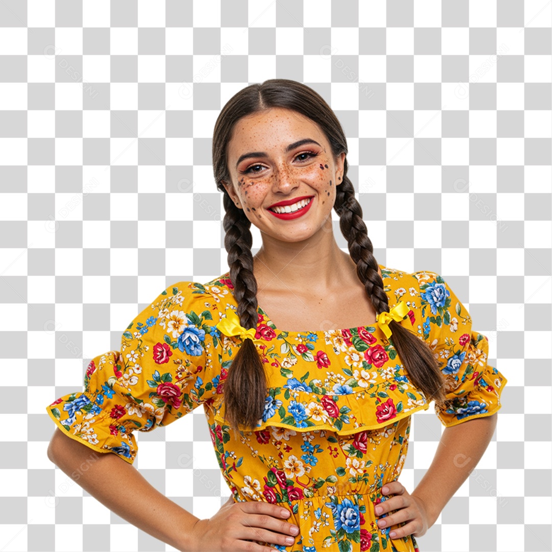 Mulher com Roupa de Festa Junina PNG Transparente