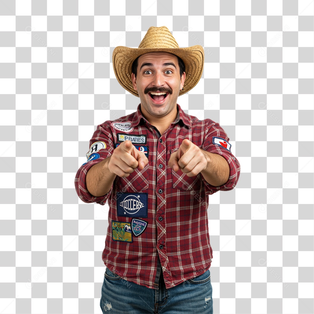 Homem com Roupa de Festa Junina PNG Transparente