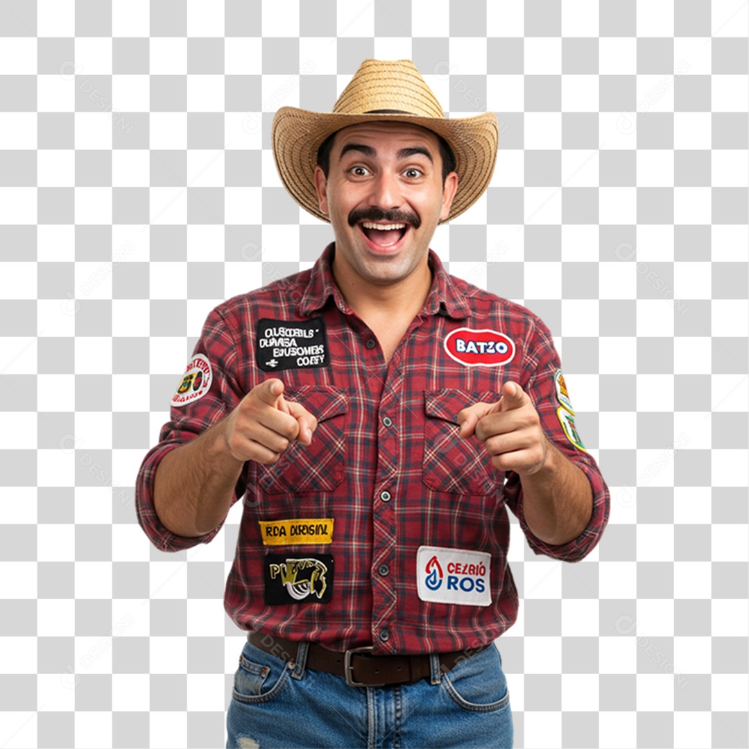 Homem com Roupa de Festa Junina PNG Transparente