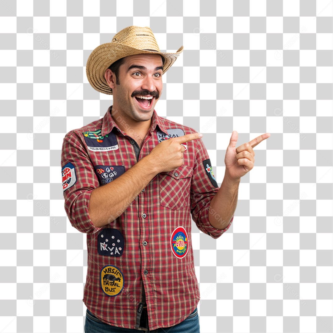 Homem com Roupa de Festa Junina PNG Transparente