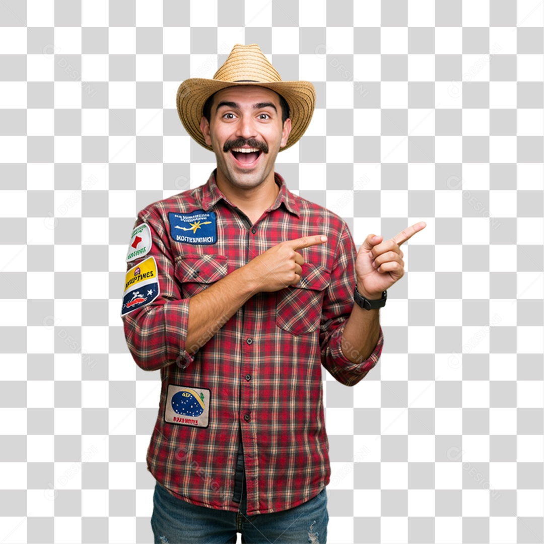 Homem com Roupa de Festa Junina PNG Transparente