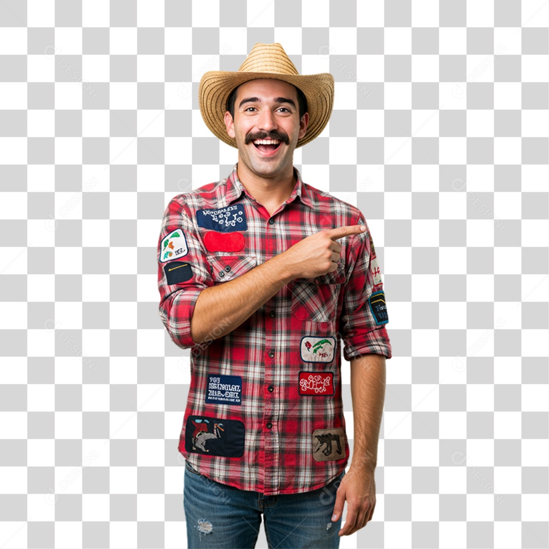 Homem com Roupa de Festa Junina PNG Transparente