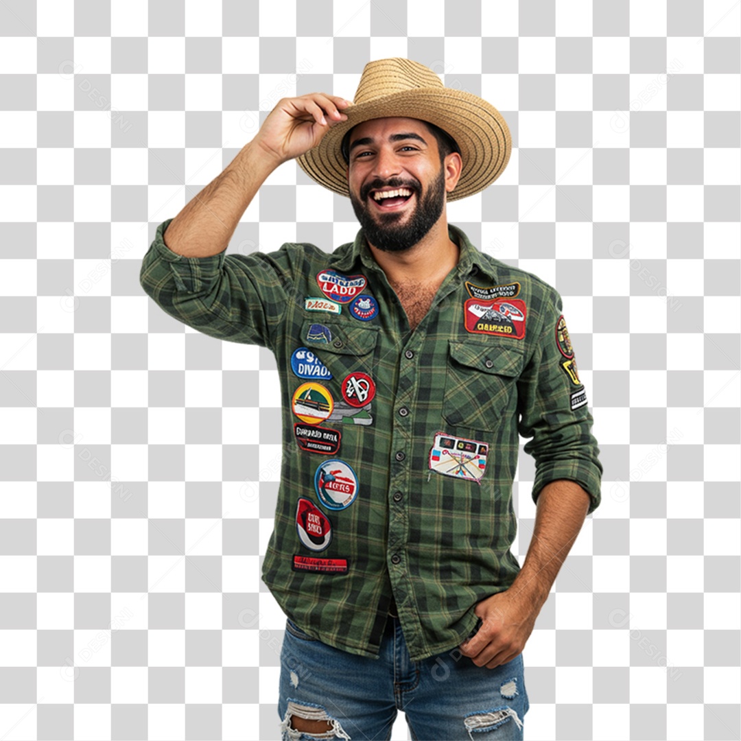Homem com Roupa de Festa Junina PNG Transparente