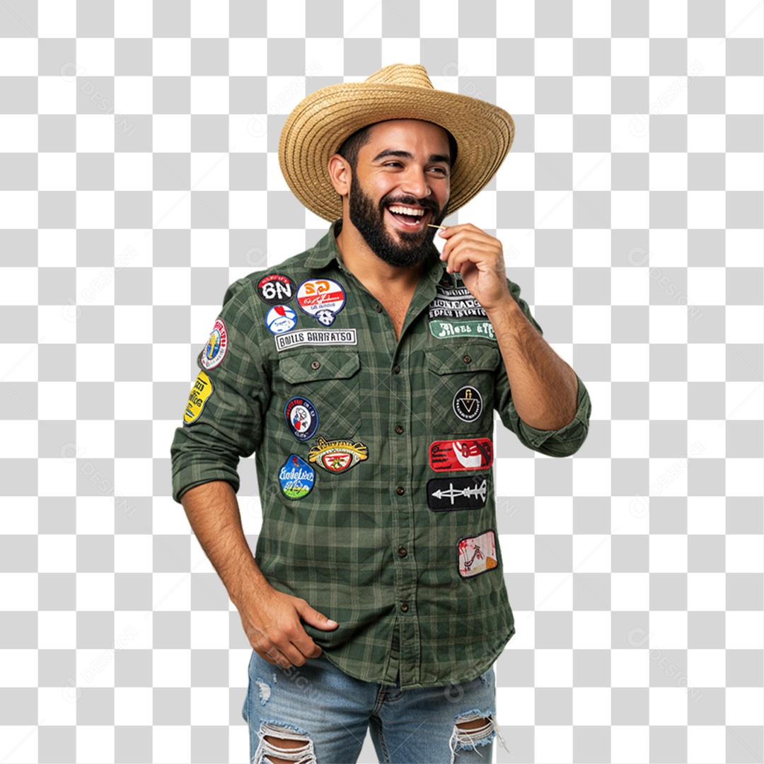 Homem com Roupa de Festa Junina PNG Transparente