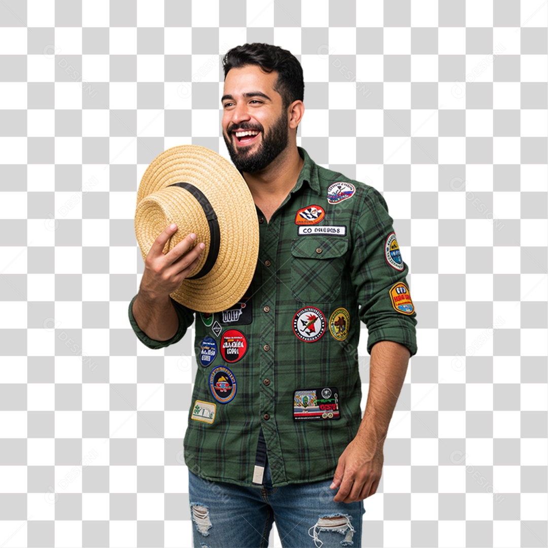 Homem com Roupa de Festa Junina PNG Transparente