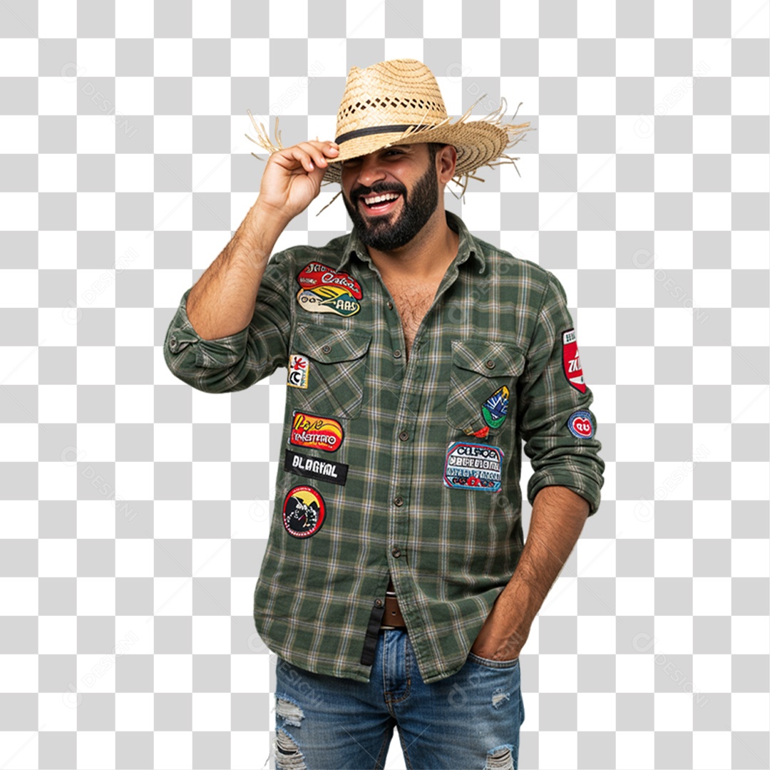 Homem com Roupa de Festa Junina PNG Transparente