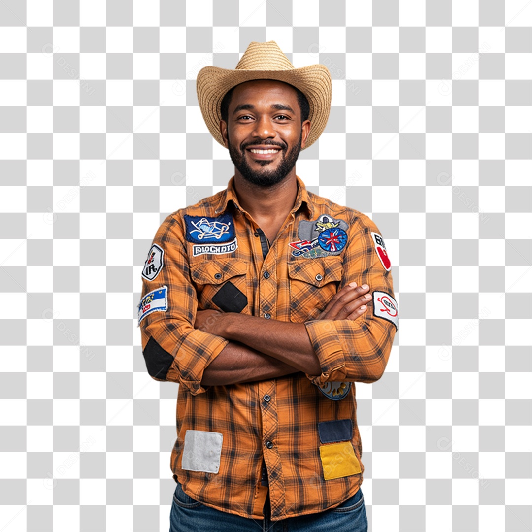 Homem com Roupa de Festa Junina PNG Transparente