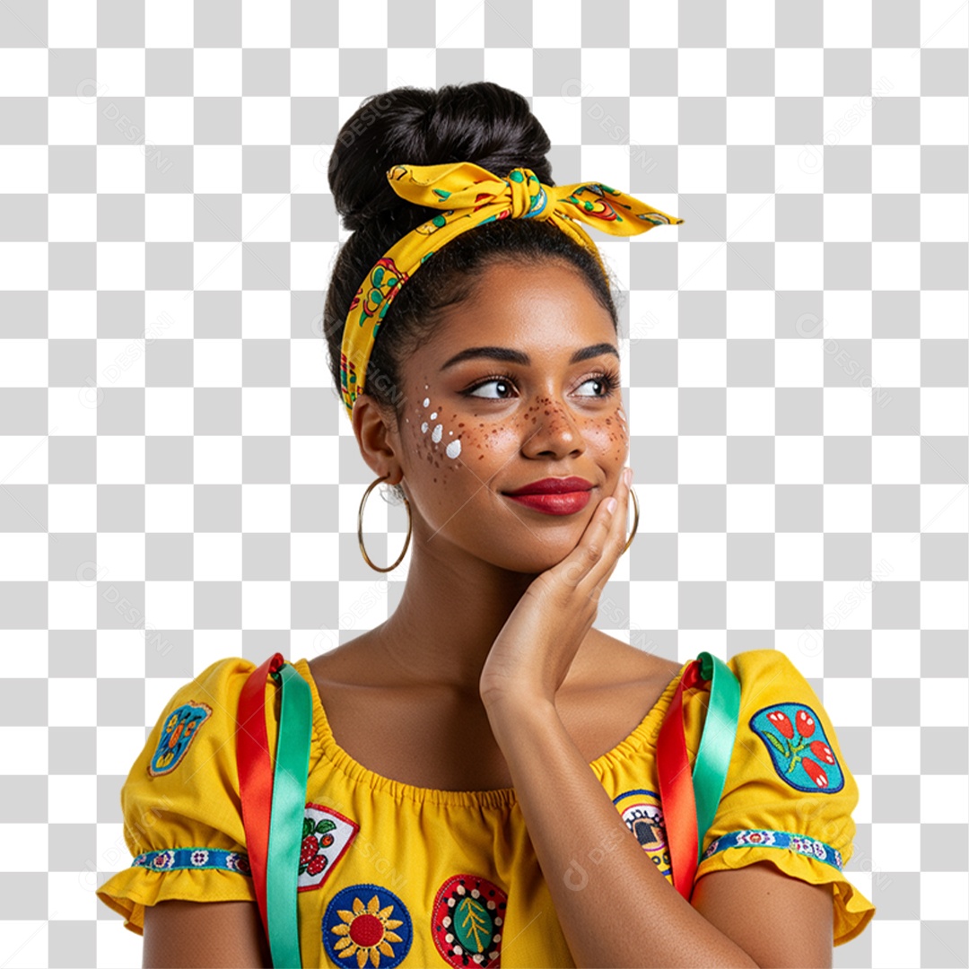 Mulher com Roupa de Festa Junina PNG Transparente