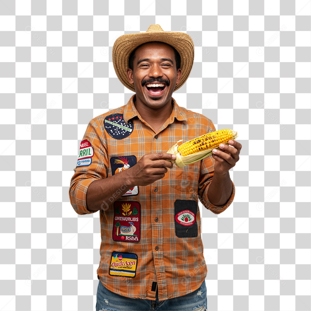 Homem com Roupa de Festa Junina PNG Transparente