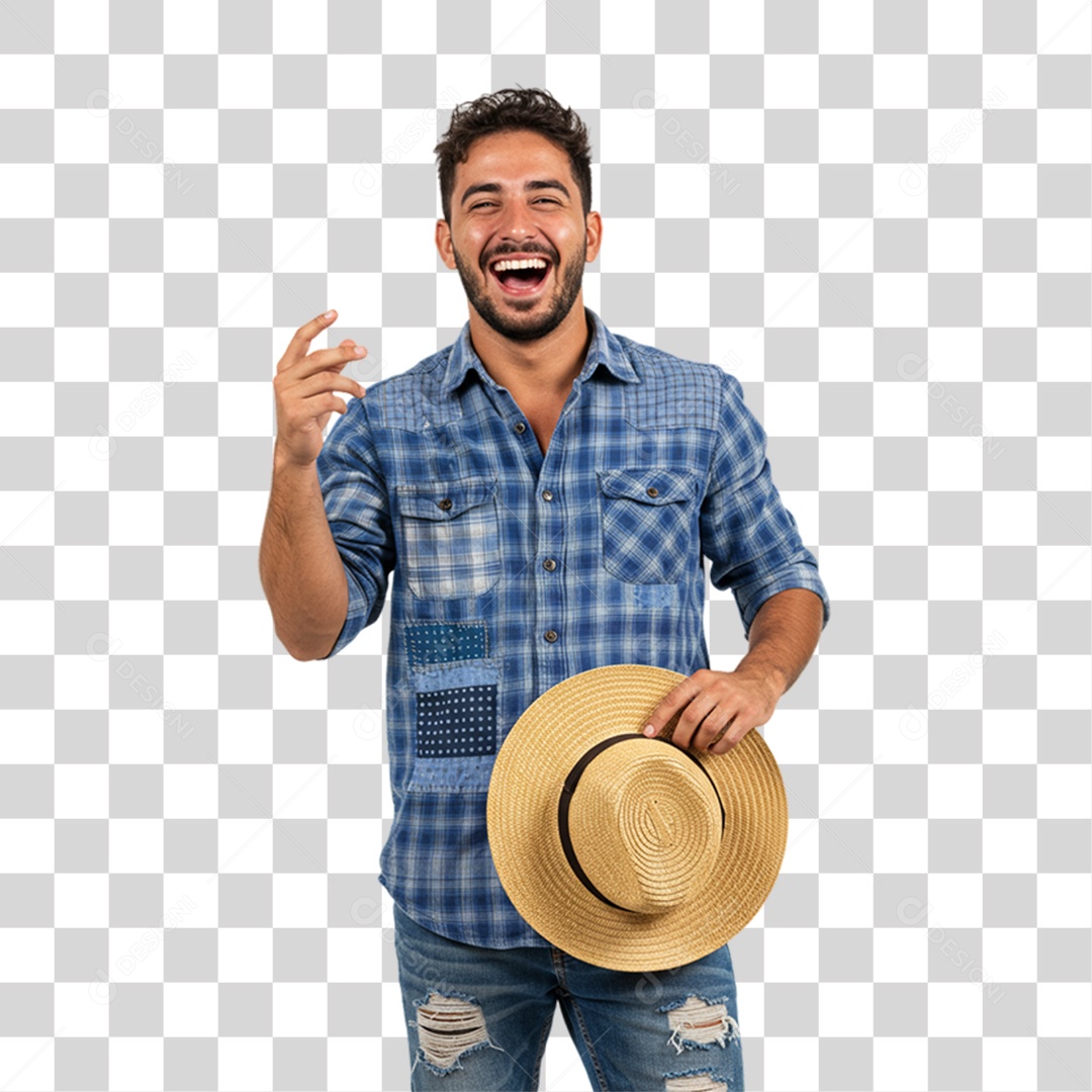 Homem com Roupa de Festa Junina PNG Transparente