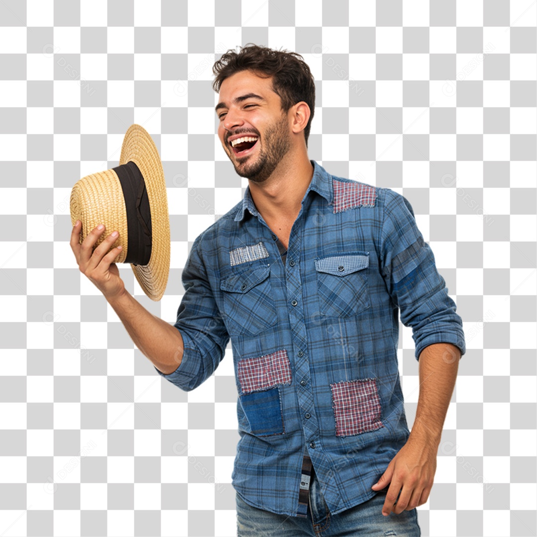 Homem com Roupa de Festa Junina PNG Transparente