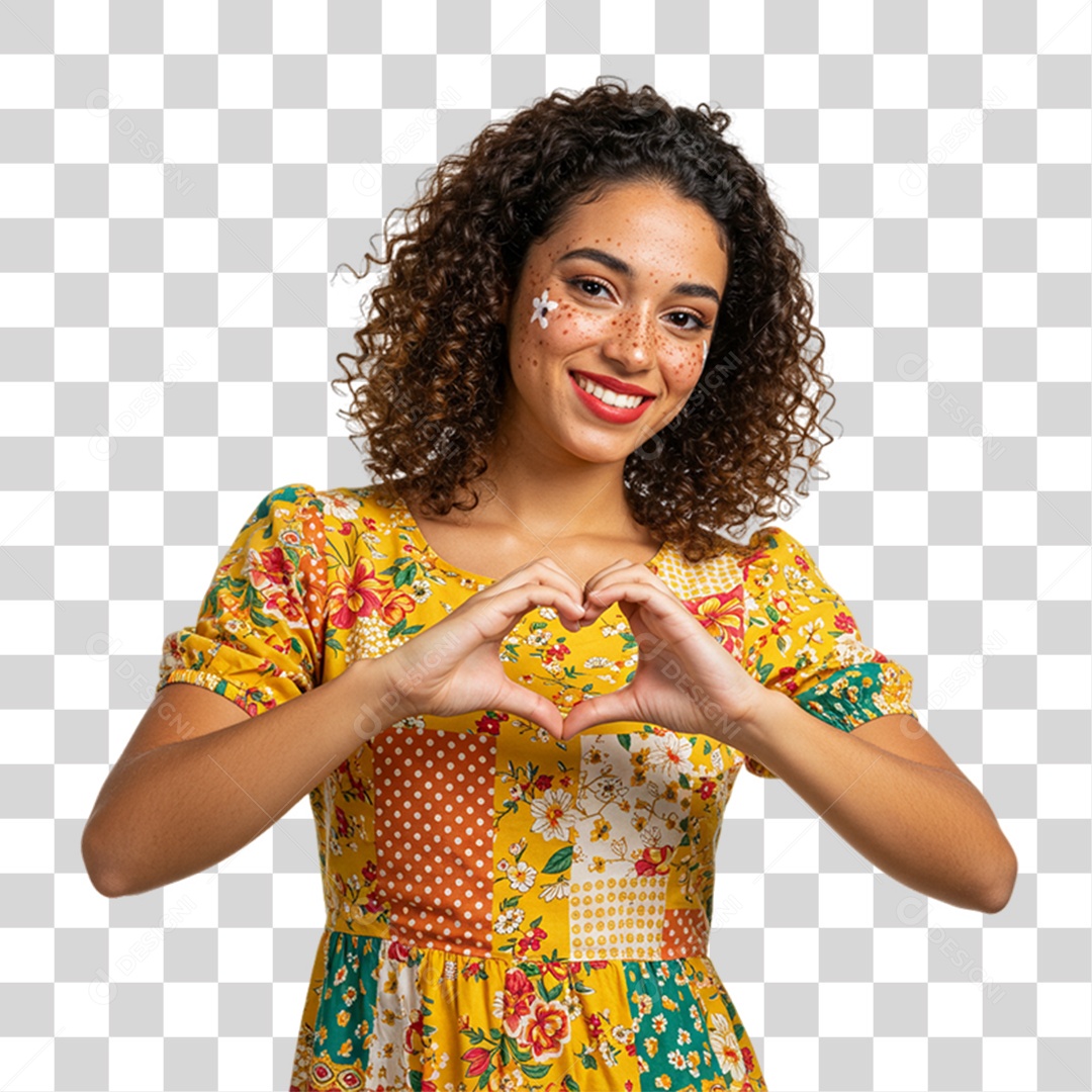 Mulher com Roupa de Festa Junina PNG Transparente