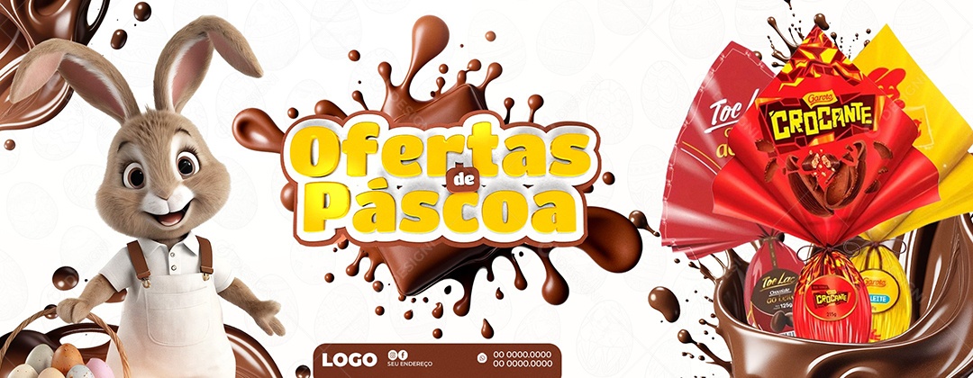 Banner Ofertas de Páscoa Social Media PSD Editável