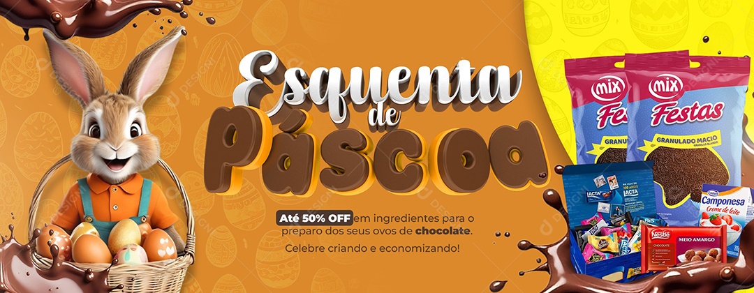 Banner Esquenta de Páscoa Social Media PSD Editável