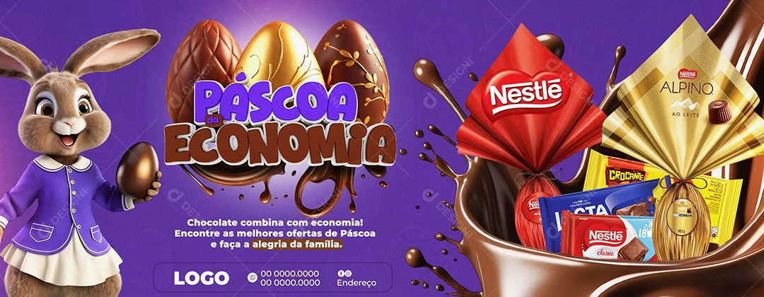 Banner Páscoa da Economia Social Media PSD Editável