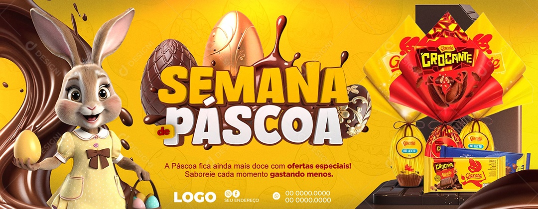Banner Semana de Páscoa Social Media PSD Editável