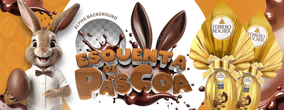 Elemento 3D Esquenta de Páscoa Para Composição PSD