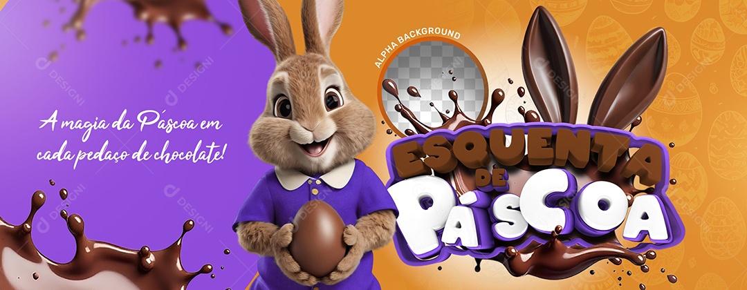 Elemento 3D Esquenta de Páscoa Para Composição PSD