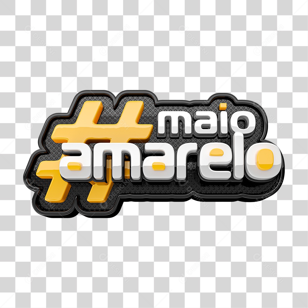 Selo 3D Maio Amarelo PNG Transparente
